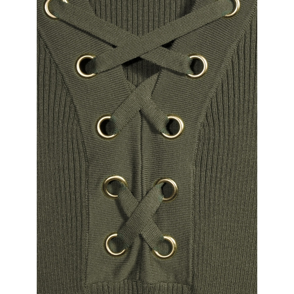 Lace up Bodycon Dress Long Sleeves NWOT - Picture 2 of 9